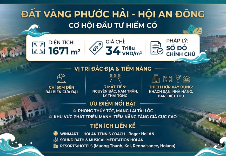 Ngộp NH 40 tỷ..Bán gấp GÓC 3MT ĐẤT VÀNG PHƯỚC HẢI – HỘI AN ĐÔNG