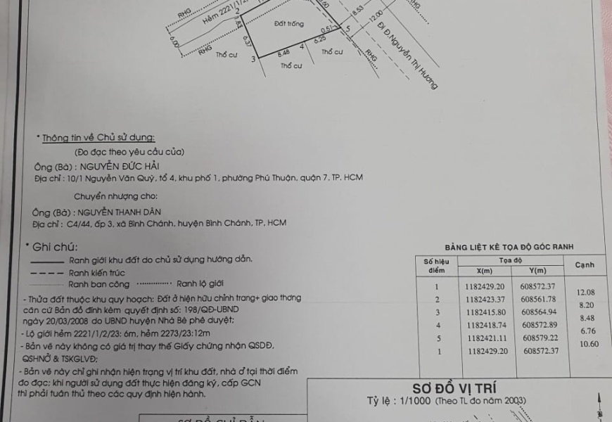 BÁN ĐẤT NGAY THỊ TRẤN NHÀ BÈ ĐƯỜNG 12M LÔ GÓC