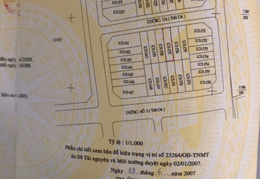 7,5 TỶ BÁN LÔ ĐẤT P PHÚ MỸ,KHU SÀI GÒN- CHỢ LỚN Q7 DT 5X21,5M SỔ CN 107,5M GIÁ 70TR/M ==>7,5TY TL LH 0702275588 SPD4