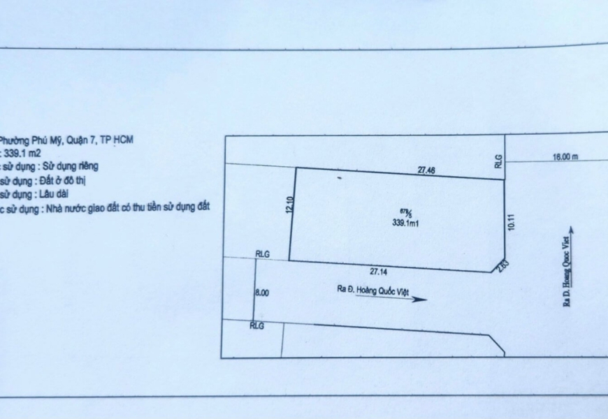 BÁN ĐẤT GÓC 2 MẶT TIỀN ĐƯỜNG LỚN 16M & 8M,PHƯỜNG PHÚ THUẬN Q7