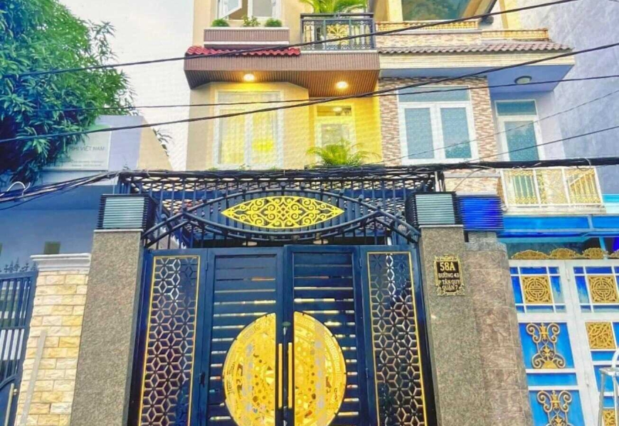 Bán nhà đẹp sang chảnh,mặt tiền đường số p Tân quy,Q7 Dt 4x25m,nhà 1 trệt 3 lầu,có 5pn,tolet riêng các phòng,full nội thất,cách Vali vào ở thôi  Giá 14tỷ 860tr còn TL